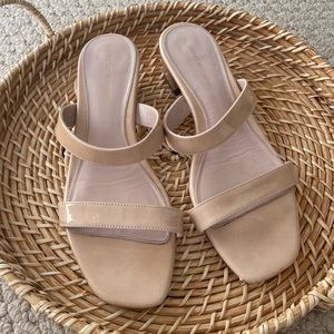 Stuart Weitzman Nude Block Heel Sandal 9